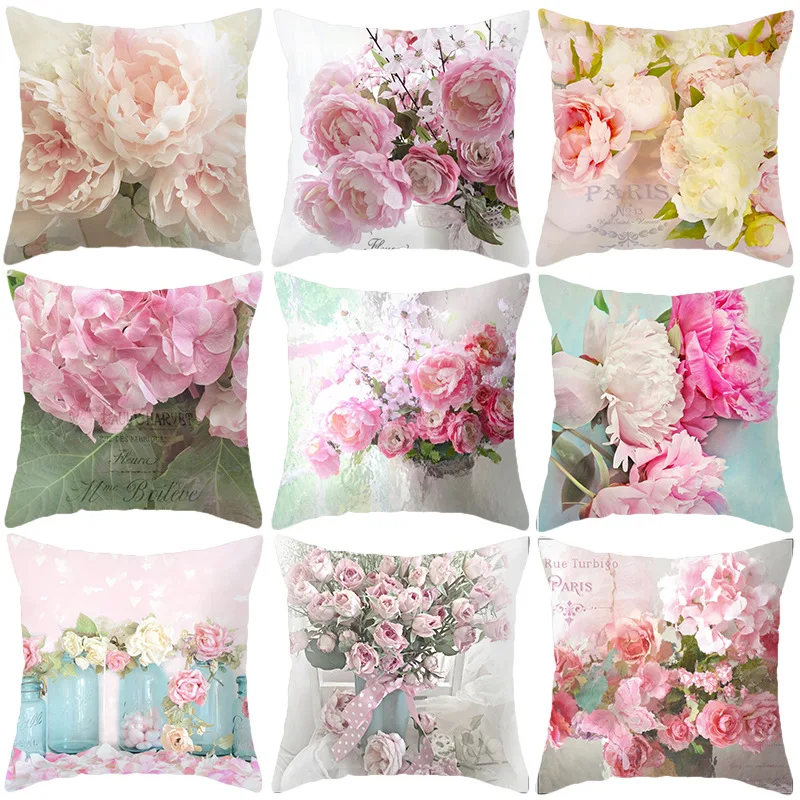 

New Plush Cushion Cover Pillowcase American Country Rose Mediterranean Pillow Case Decor Sofa Throw Pillows Room 45 * 45cm