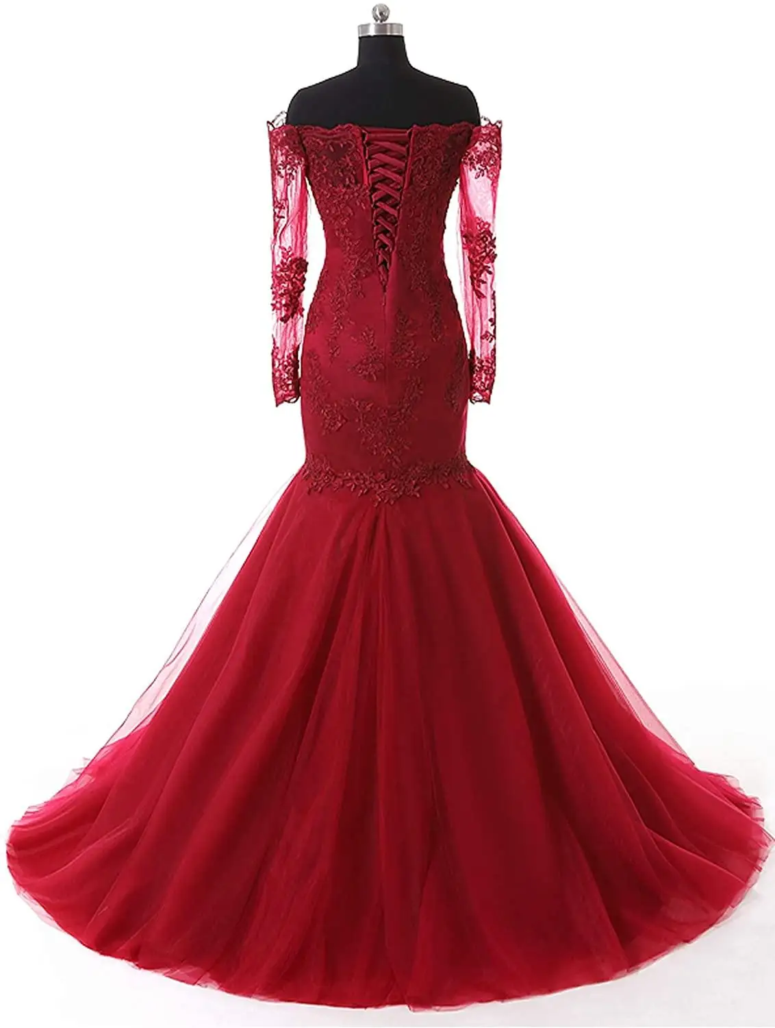 Кружевные Официальные Вечерние платья с длинным рукавом для женщин Тюлевое