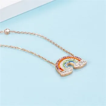

The Same Personality Design Rainbow Necklace A Hundred Trend Rainbow Cloud Bridge Titanium Steel Necklace N545