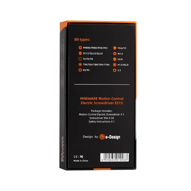 MINIWARE ES15 Intelligent Motion Control Electric Screwdriver USB Chargeable Cordless 16pcs 4mm Bit Set LED Light | Инструменты