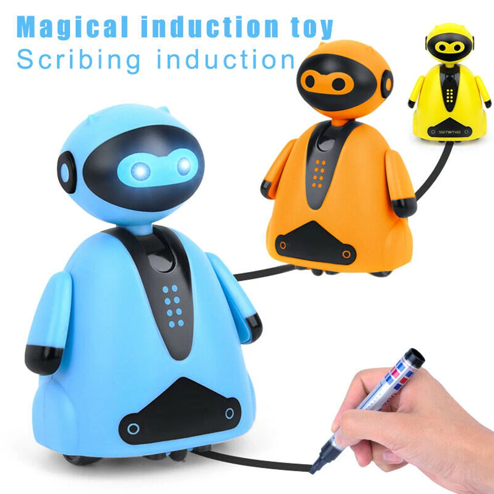 

Cute Children Toy Inductive Robot Smart Follow Any Drawn Line Kid Pen Xmas Gift Education With Light Music Home Mini Electric