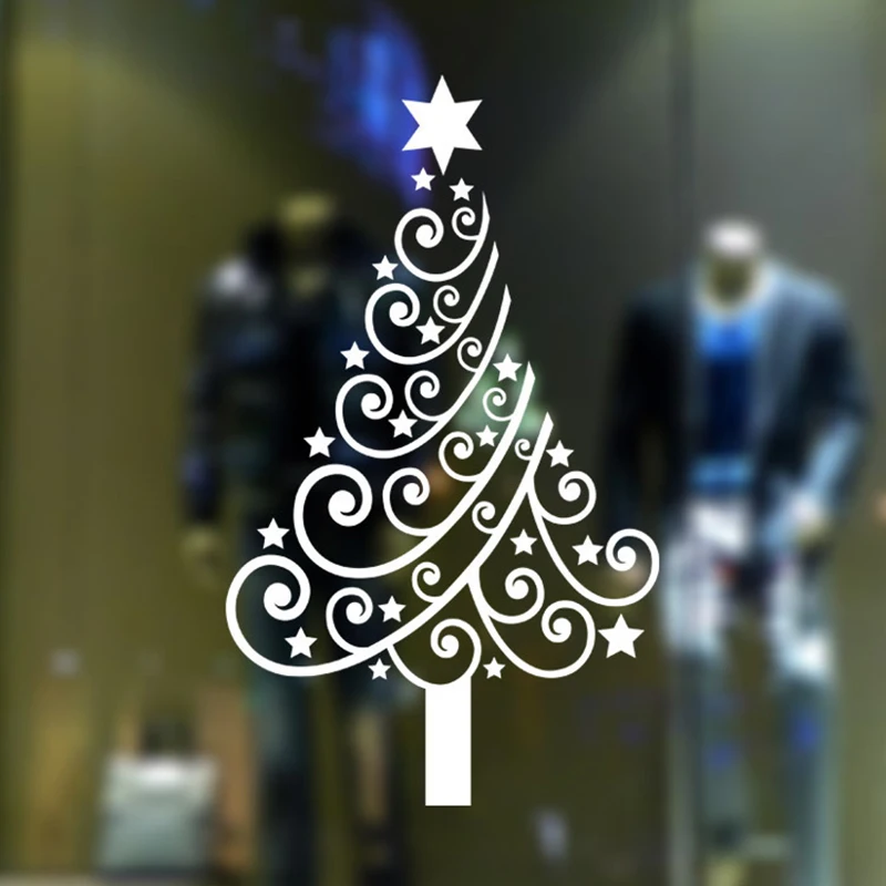 

Christmas Tree PVC Plane Sticker Glass Window Shop Window Removable Sticker Home Decoration