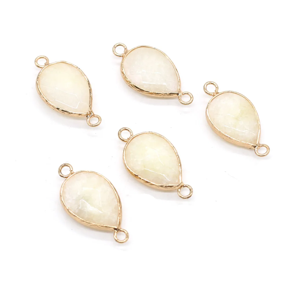 

Natural Stone Pendant Charms Yellow Jades Crystal Double Hole Connector for Jewelry Making Reiki healing Necklace Bracelet