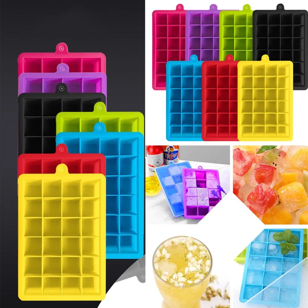 

24 Cell Silicone Ice Cube Mold Tray with Lid Ice Cube Mould Food Grade hiskey Cocktail Drink Ice Cream Maker Party Bar Ice Tool