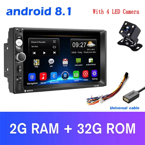Podofo 2din Автомагнитола Android Mirrorlink Bluetooth gps Wifi FM Автомобильный мультимедийный MP5 плеер для Volkswagen Nissan hyundai Авторадио - Цвет: 2 32G and camera