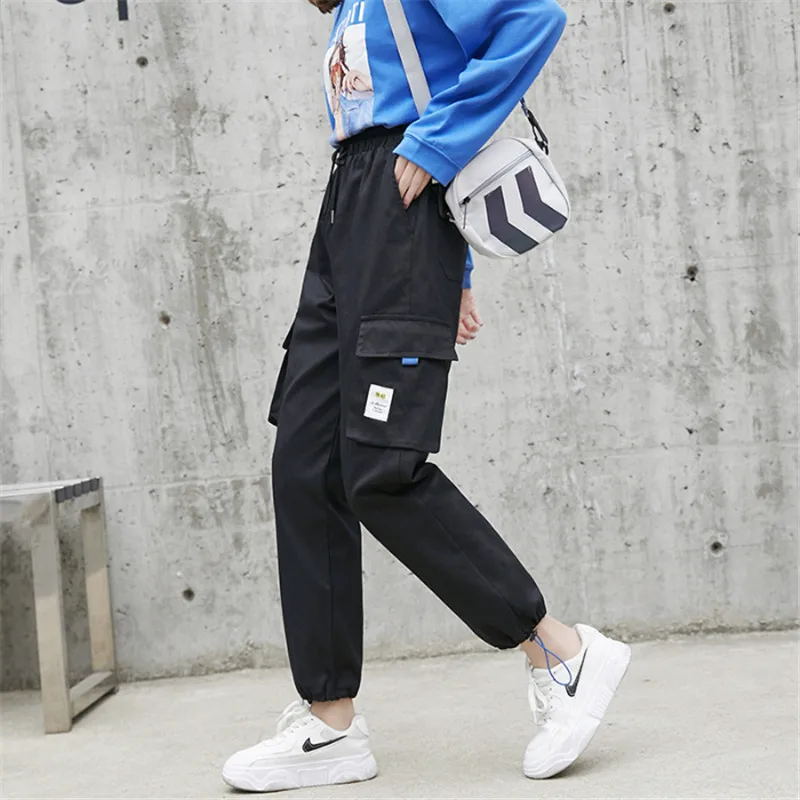 Женские брюки с завышенной талией свободные штаны для бега в уличном стиле