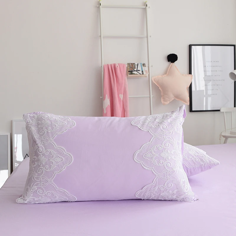 Комплект кружевного постельного белья принцессы фиолетовый жаккардовый