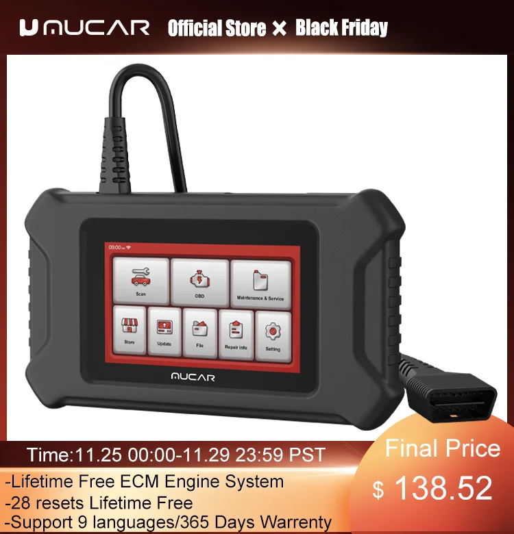 

Диагностический сканер MUCAR CS90 OBD2, устройство для считывания кодов с функцией сброса, 28 ресиверов, бесплатные профессиональные инструменты д...