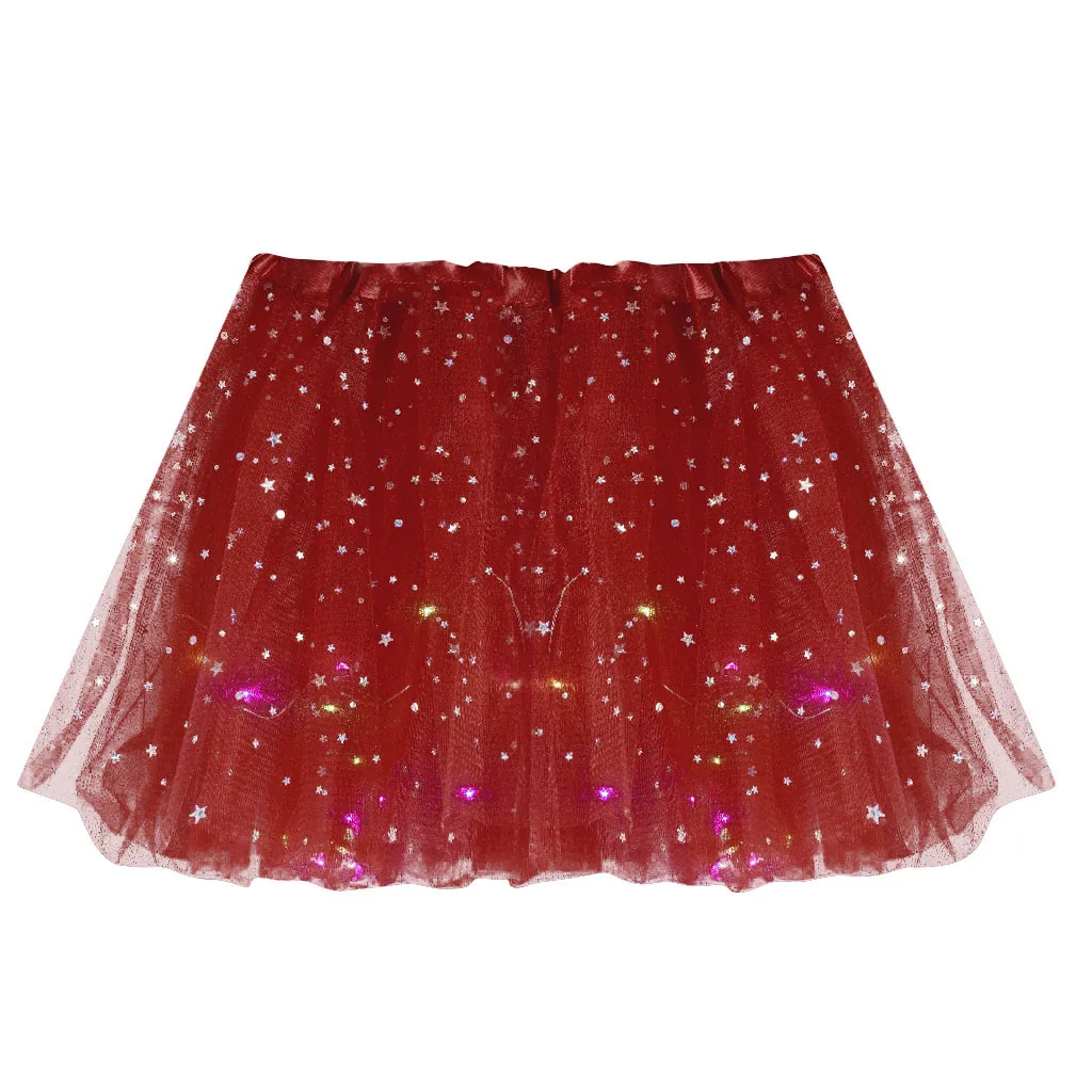 

2021 new Light LED Girl Kids Clothes Star Tutu Skirt Princess Party Tutus Tulle Pettiskirt Child Ballet Dance Halloween white