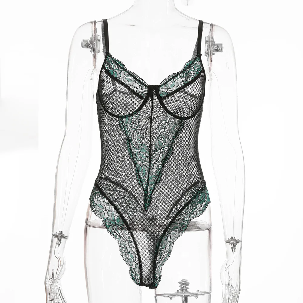 

European and American thin sexy perspective grid sexy underwear set