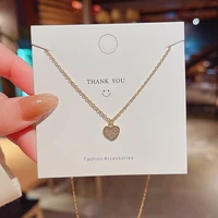 korean style titanium steel fashion and fully jewelled love pendant necklace simple temperament clavicle chain student gift