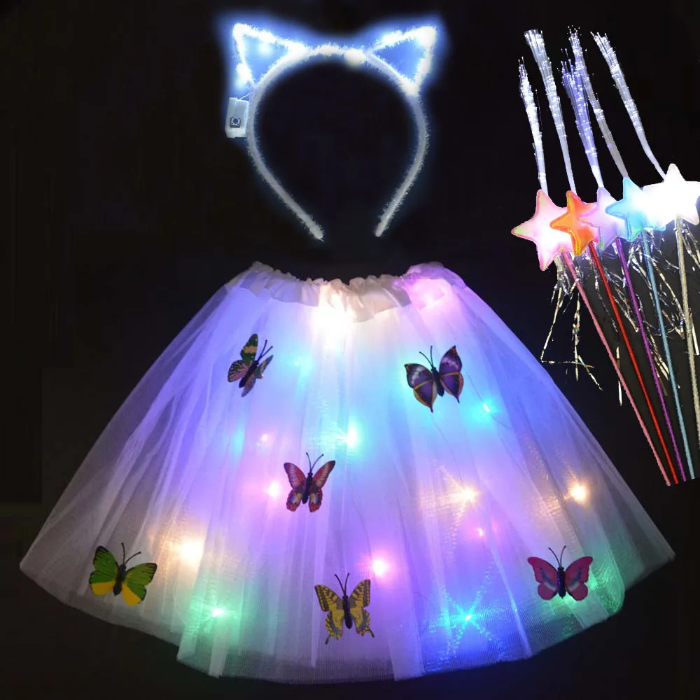 Светящиеся девушки дети неоновые часы со светодиодами и ButterflyTutu юбка вечерние из