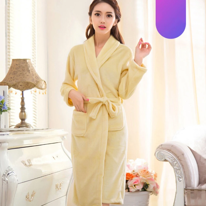 Зимний теплый халат из кораллового флиса женский ночная рубашка кимоно