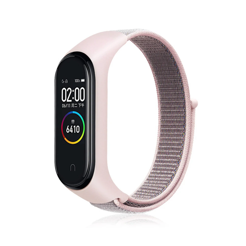 3 pink sand Pulseira mi band 4 ремешок для xiaomi mi band 4 3 спортивный нейлоновый ремешок для часов дышащий браслет ремешок для часов Смарт часы аксессуары 4 - Цвет ремешка: 3 pink sand