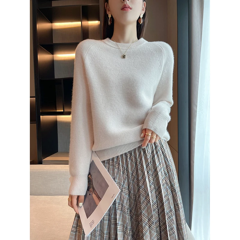 Half High Collar 100% Wool Sweater Women Autumn And Winter Thick Chic Long-Sleeve Bottoming Shirt Pullover Elegant Knitted Top