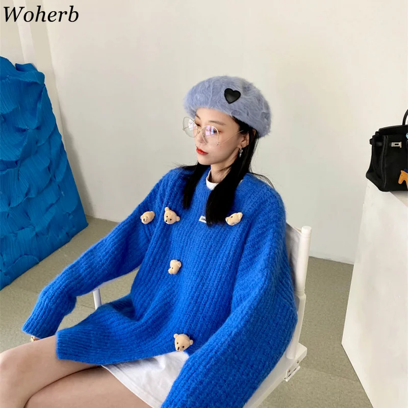 Женский свитер в японском стиле Woherb милые свободные свитеры винтажном модные