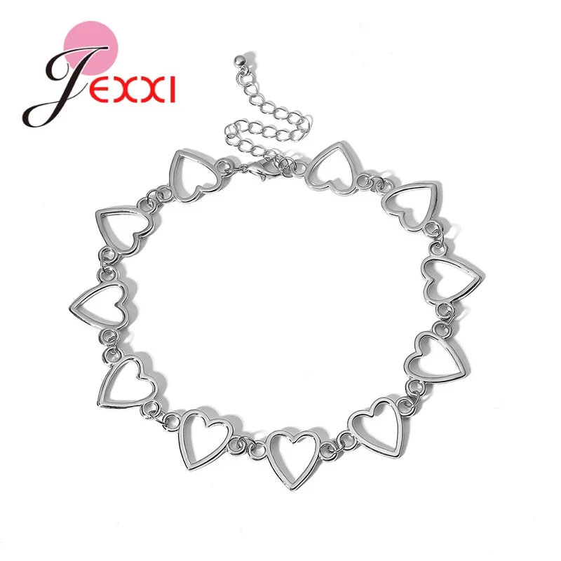 

Popular Original 925 Sterling Silver Heart Pattern Link Chain Short Necklaces For Women Girls Fashion Jewelry Brincos Gift