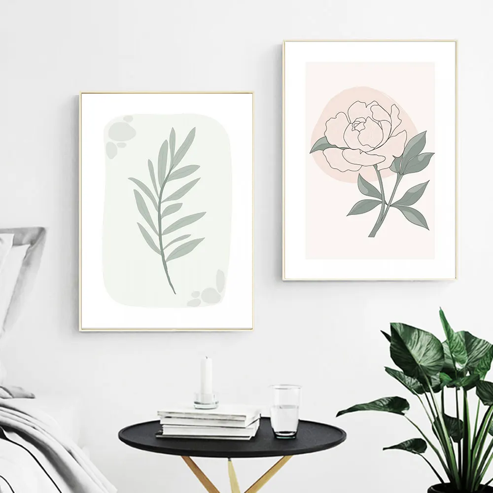 

Abstract Flower Poster Botanical Leaf Minimal Art Print Nordic Canvas Painting Modern Wall Picture For Living Room Home Decor