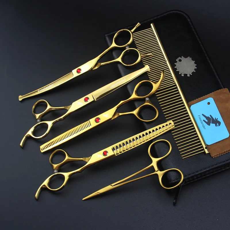 7 дюймов 4 шт золотые ножницы для ухода за домашними животными профессиональный