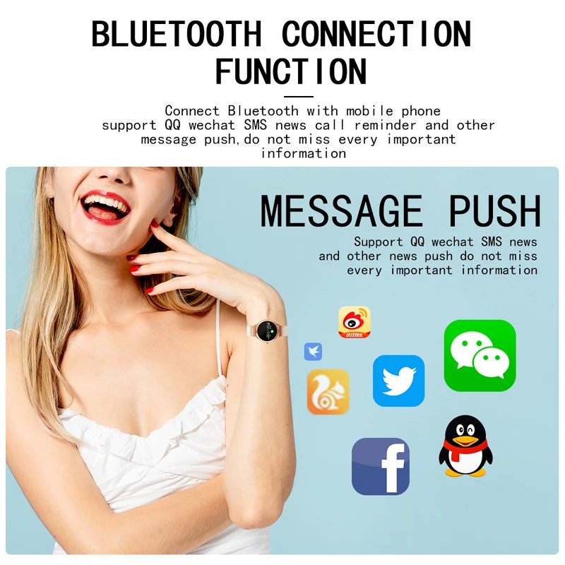 

Lady Gift Fashion Smart Watch Women IP68 waterproof Multi-sports modes Pedometer Heart Rate smartwatch Fitness Bracelet