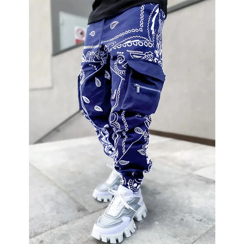 

printing pants men trousers fashion streetwear sweatpants for men joggers High street Loose cargo pants men