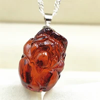 natural blood red amber pendant gemstone pi xiu carved 20x14x12mm amber necklace women men crystal yellow amber aaaaa