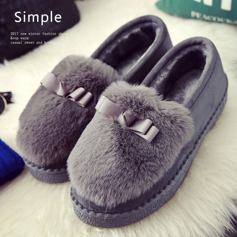 

2021 Autumn and Winter New Soft-soled Comfortable Loafers, Low-top Round-toe Ladies' Hairy Shoes, All-match Cotton Shoes