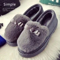 2021 autumn and winter new soft soled comfortable loafers low top round toe ladies hairy shoes all match cotton shoes