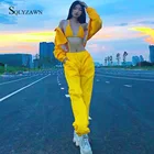 Женский костюм-тройка для бега, спортивный костюм в готическом стиле, уличный топ + куртка + длинные штаны, Осень-зима