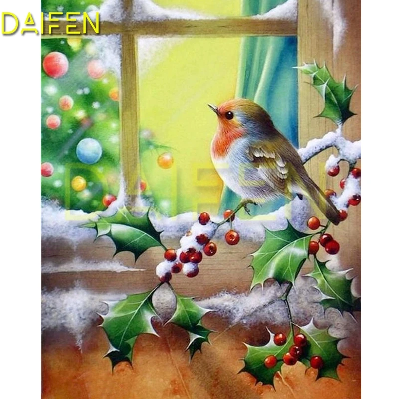 5D DIY Diamond painting Cross stitch Bird Full Square mosaic Snow Tree Round embroidery | Дом и сад
