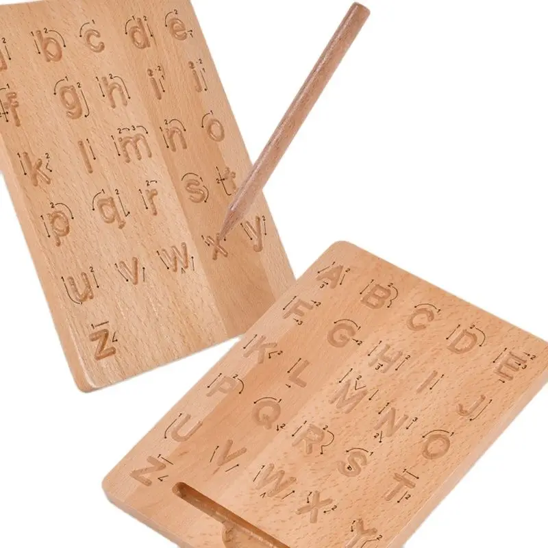 

Wooden Double Sided Interactives Alphabet Letter and Number Board Best Educational Toy Learning Practise Toys for Teaching Kids