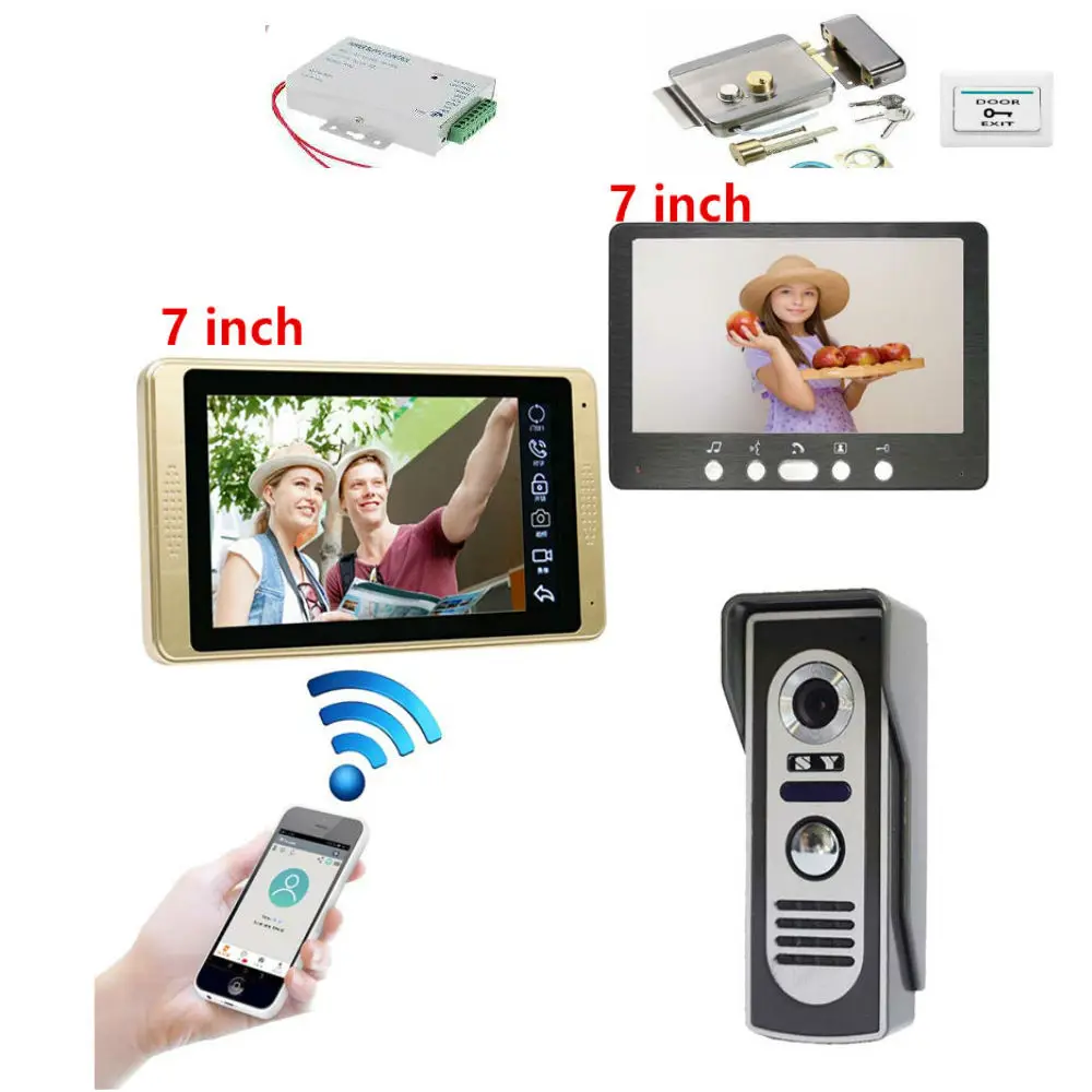 7 &quotпроводной Wi-Fi видео дверной звонок Система с одной кнопкой разблокировки для