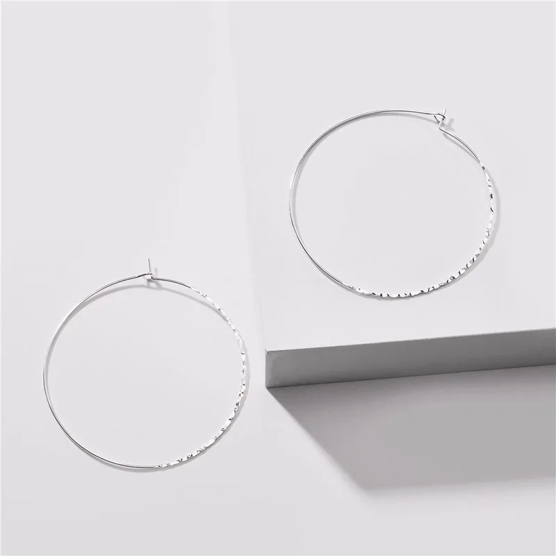 

HUIDANG Gold Silver Color Dainty Delicate Big Round Hoop Earrings for Women