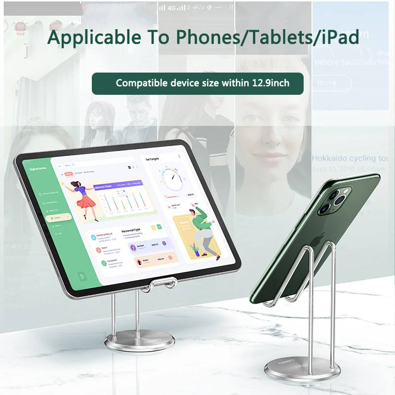 

Portable Metal Desktop Stand For Cell Mobile Phone Holder Live Desk Tablet Mount For Within 12.9inch For IPad Iphone Support