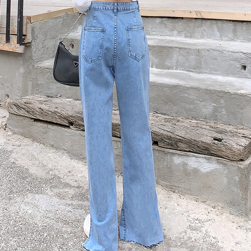 

M-5XL Plus Size Women Wide Leg Jeans Pants Spring Summer Female Loose Long Trousers Casual Vintage Split Long Jeans Streetwear