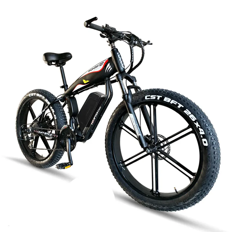 

Custom 26inch Ebike electric mountain bicycle fat 4.0 tries snow beach bike off-road 6 spoke wheel 48V 500W electric