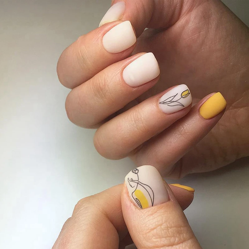 12 изображений/лист черная линия Красочные абстрактные изображения наклейки для