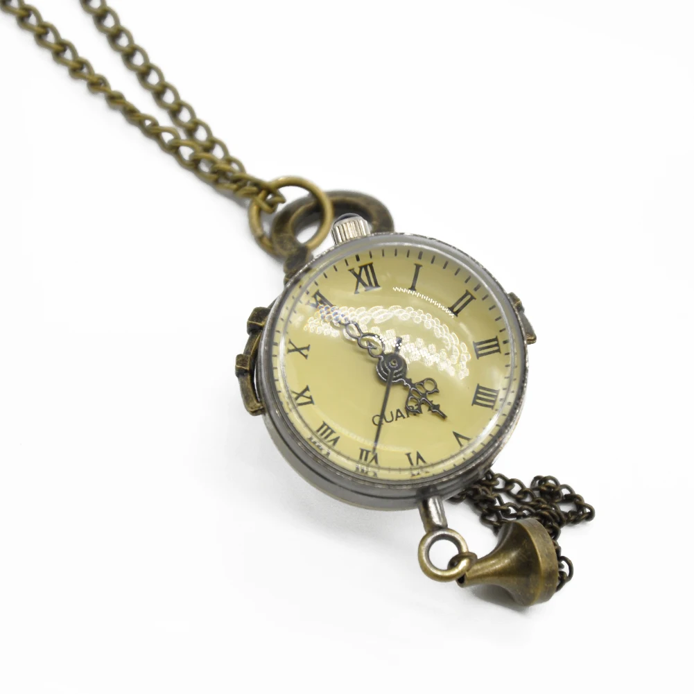 

Quartz Accessories Smooth Ball Shape Gift Decoration Jewelry Analog With Chain Vintage Pocket Watch