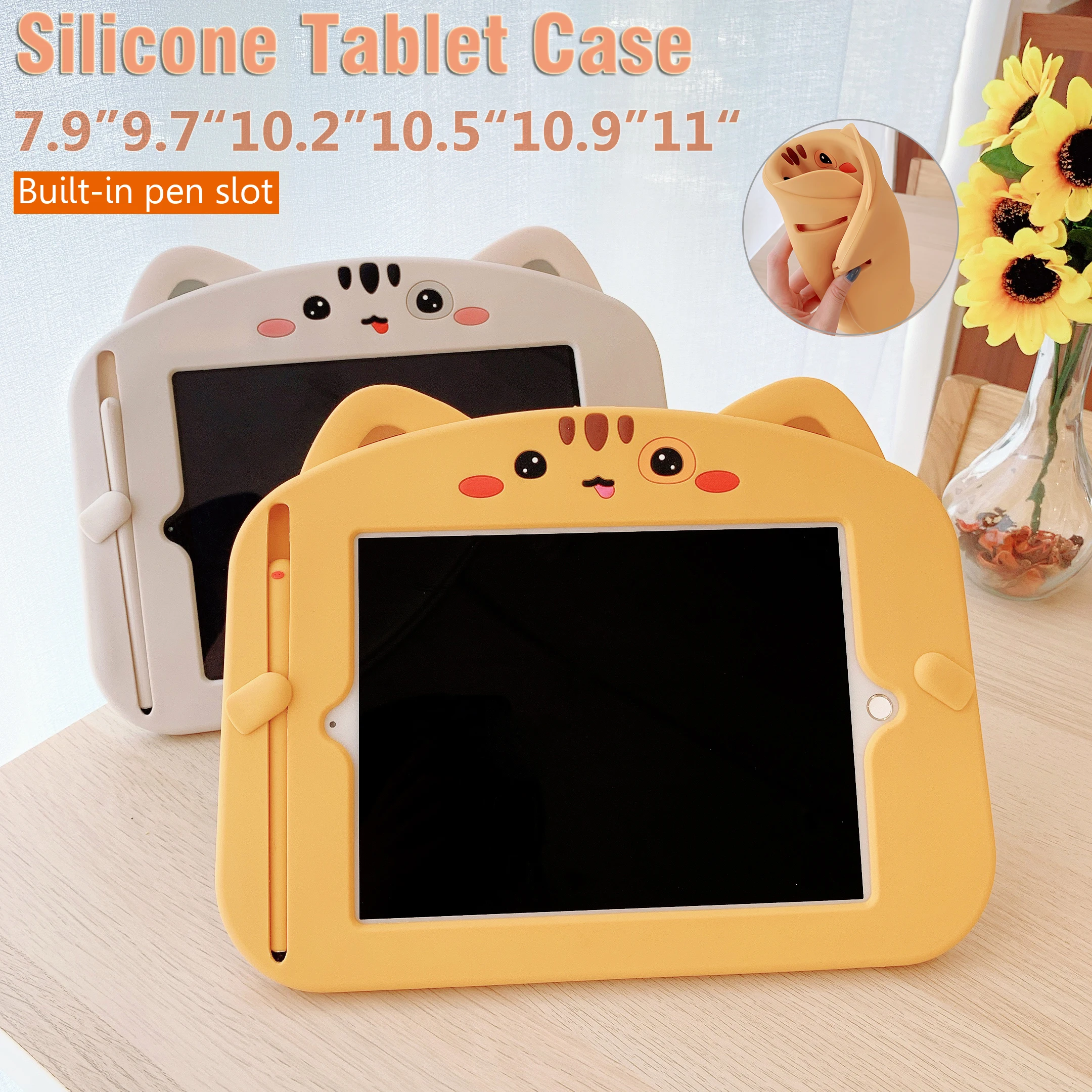 

Kids Case for 10.2 inch 2020 8th Gen Soft Silicon Child Lovely Stand Tablet Cover for Ipad 6th 9.7inch 2018 Air 4 3 2 1 Pro 11