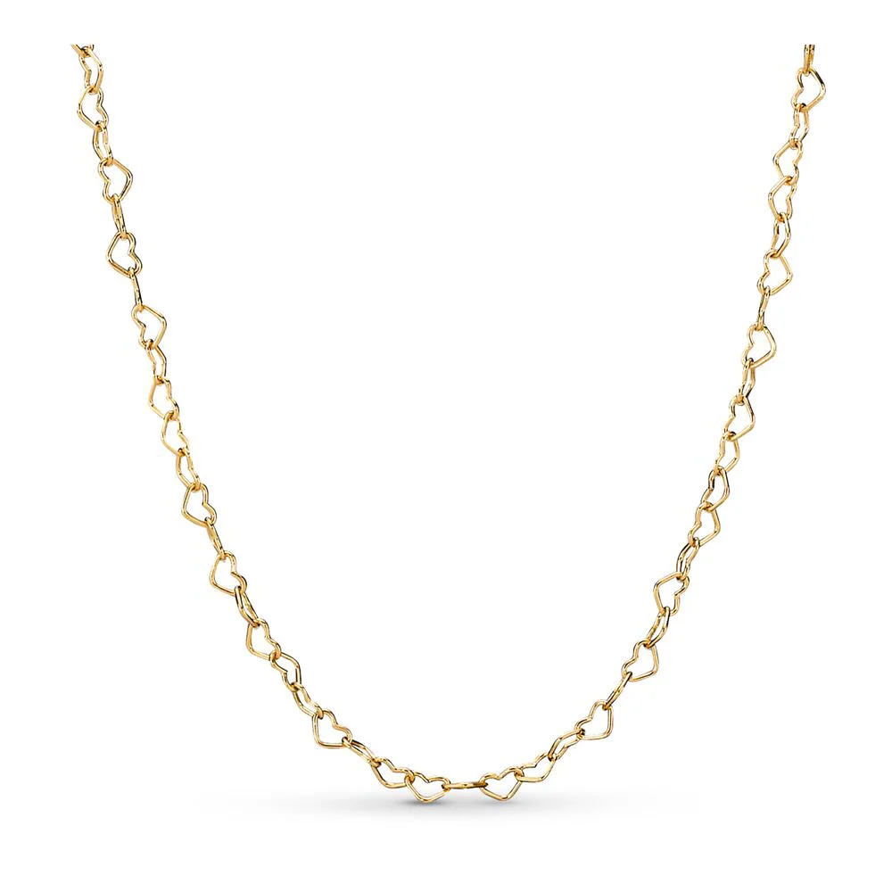 

925 Sterling Silver Basic Chain Necklace Rose Gold Heart Shape Necklace Size 50 For Women Diy Jewelry