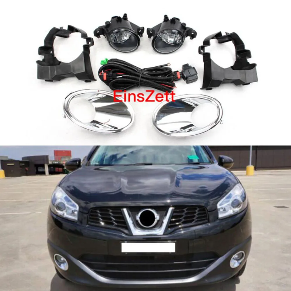 

1 комплект автомобильных противотуманных фар в сборе для Nissan QASHQAI DULIAS 2011-2013, передний бампер, дневсветильник свет с хромированными крышками
