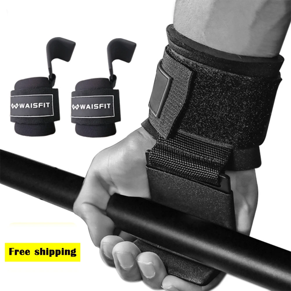 

2 PCS Weight Lifting Hooks Hand-Bar Wrist Straps Gym Fitness Hook weight Strap Pull-Ups Power Lifting Gloves For Weight Training