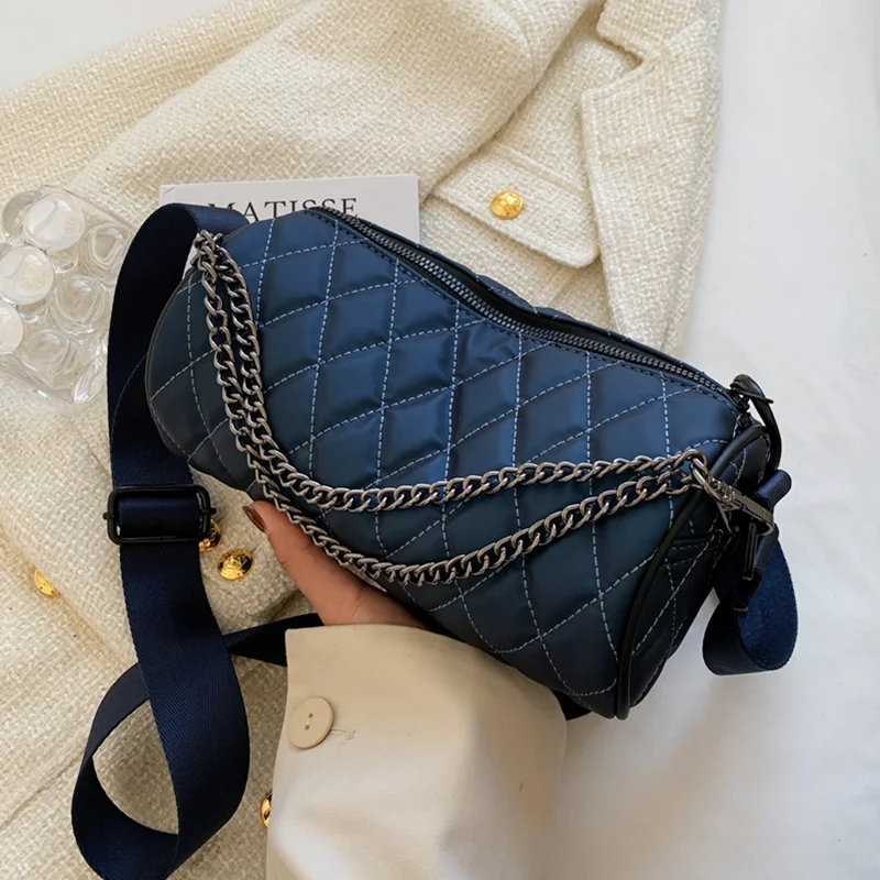 

Diamond Lattice Chain Shoulder Bags for Women Brand Designer Handbag Small Quilted Messenger Bag Female Nylon Tote Crossbody Bag