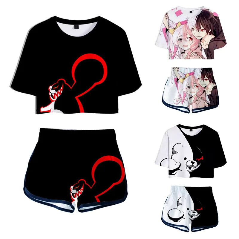 

Игра Danganronpa Косплей Монокума, майка, футболка и шорты, костюмы для девочек, Дзюнко Эносима ума Kokichi футболки с короткими рукавами для женщин с...