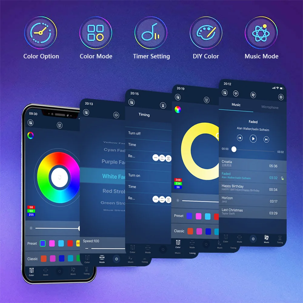 

Bluetooth SMD5050 LED Strip Light Flexible Lamp 1M 2M 3M 4M 5M Tape Diode DC5V Desk Screen TV Background Room Lighting USB Cable