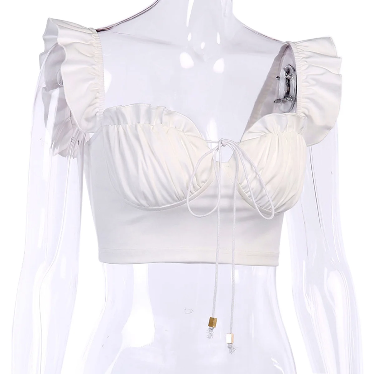 2020 хит продаж сексуальный женский жилет на шнуровке топ бретелях с рюшами