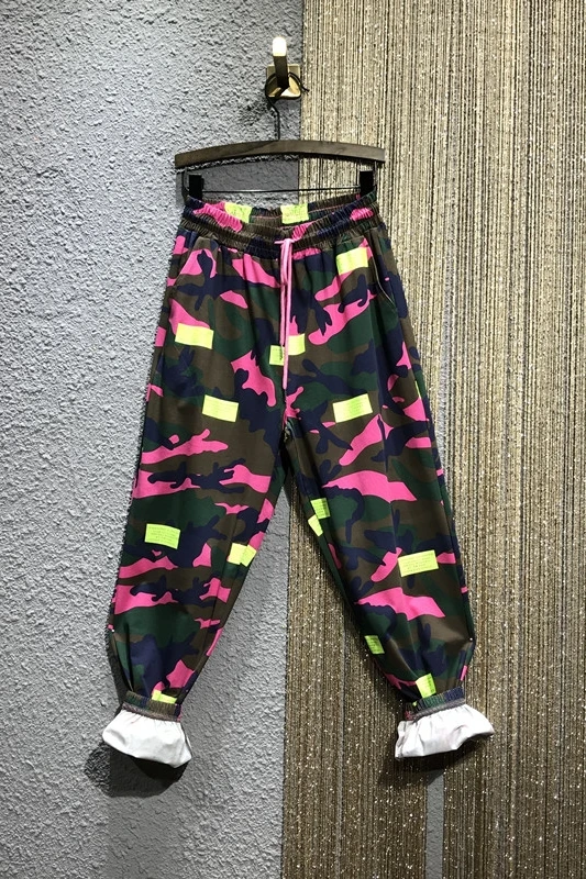

Fashion Casual New Elastic High Waist All-match Mixed Pants Women's 2021 Summer Printed Straight Drawstring Cropped Trousers