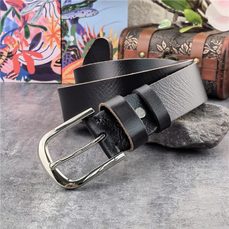 Vintage Leather Belt For Men Jeans 38MM Wide Metal Belt Buckle Men's Belt Ceinture Genuine Leather Waist Belt MBT0048