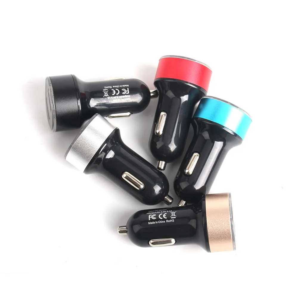 Автомобильные аксессуары двойной USB Профессиональный 3.1A автомобильное зарядное устройство 2 порта ЖК-дисплей 12-24 в Зажигалка на электропитании для смартфона