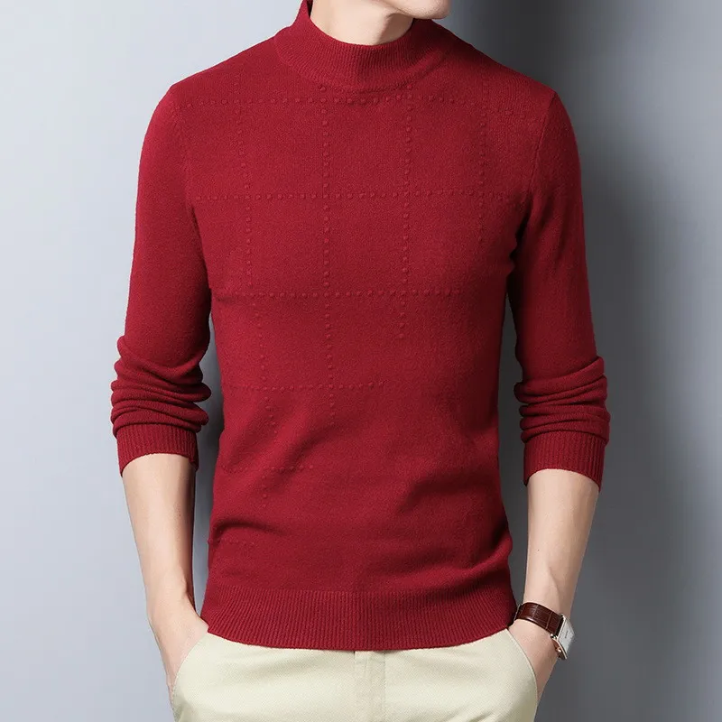

Half High Collar Winter Men Knitted Sweaters Cashmere Male Warm & Thermal Wool Sweater Basic Solid Color Pullover Jumpers 8801